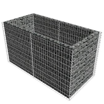 Gabion plantenbak verhoogd 180x90x100 cm staal zilverkleurig 3