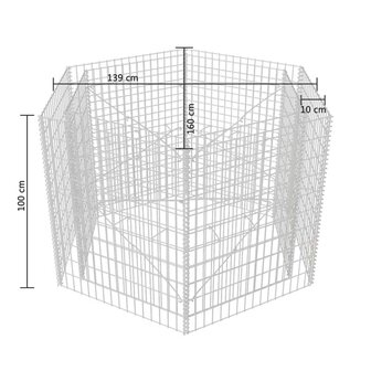 Gabion plantenbak verhoogd zeshoekig 160x140x100 cm 5