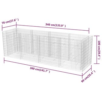 Gabion plantenbak verhoogd 360x90x100 cm staal 6