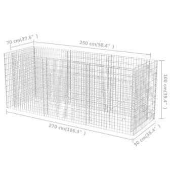 Gabion plantenbak verhoogd 270x90x100 cm staal 6