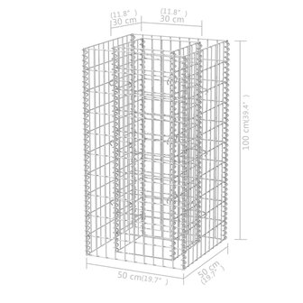 Gabion plantenbak verhoogd 50x50x100 cm staal 6