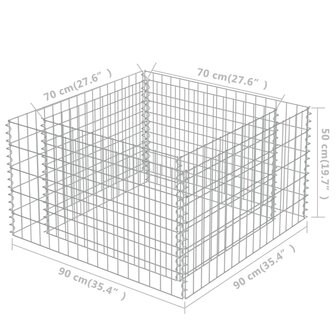 Gabion plantenbak verhoogd 90x90x50 cm gegalvaniseerd staal 7