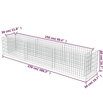 Gabion plantenbak verhoogd 270x50x50 cm gegalvaniseerd staal 8