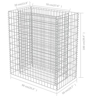 Gabion plantenbak verhoogd 90x50x100 cm gegalvaniseerd staal 8