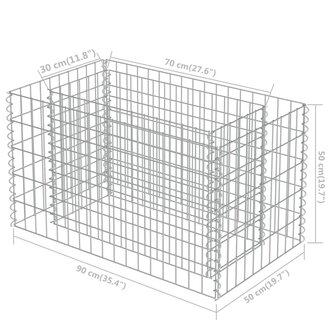 Gabion plantenbak verhoogd 90x50x50 cm gegalvaniseerd staal 8