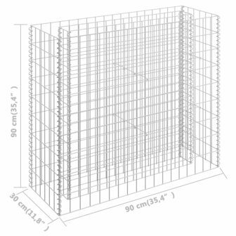 Gabion plantenbak verhoogd 90x30x90 cm gegalvaniseerd staal 7