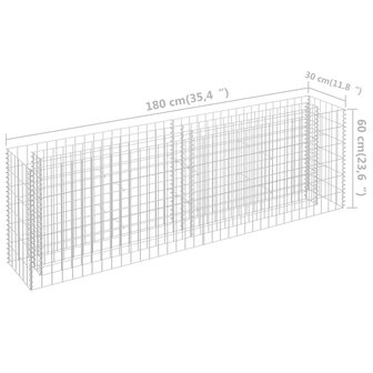 Gabion plantenbak verhoogd 180x30x60 cm gegalvaniseerd staal 7