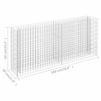 Gabion plantenbak verhoogd 180x30x90 cm gegalvaniseerd staal 7