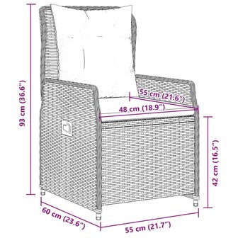 3-delige Bistroset met kussens poly rattan grijs 11