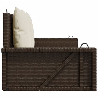 Schommelbank met kussens 119x56x48 cm poly rattan bruin 5