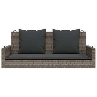 Schommelbank met kussens 119x56x48 cm poly rattan grijs 4