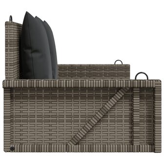 Schommelbank met kussens 119x56x48 cm poly rattan grijs 5