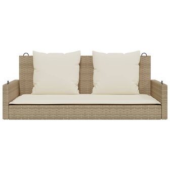 Schommelbank met kussens 119x56x48 cm poly rattan beige 4