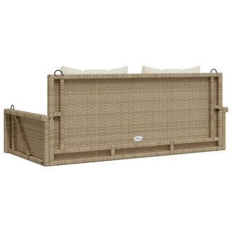 Schommelbank met kussens 119x56x48 cm poly rattan beige 6