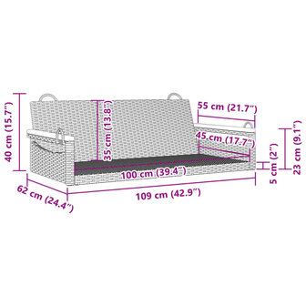 Schommelbank 109x62x40 cm poly rattan zwart 9