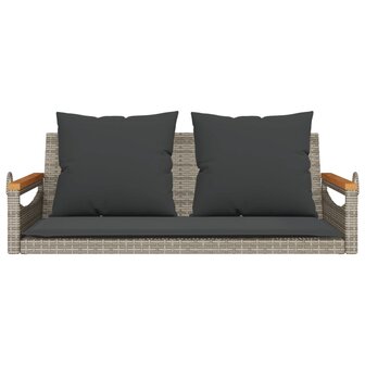 Schommelbank met kussens 109x62x40 cm poly rattan grijs 4