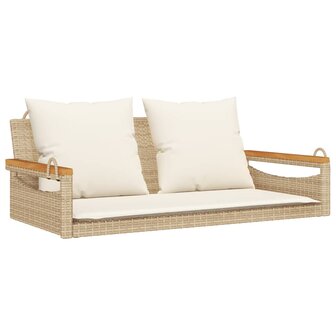 Schommelbank met kussens 109x62x40 cm poly rattan beige 2