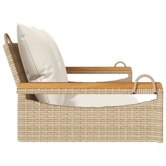 Schommelbank met kussens 109x62x40 cm poly rattan beige 5