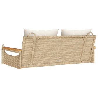 Schommelbank met kussens 109x62x40 cm poly rattan beige 6