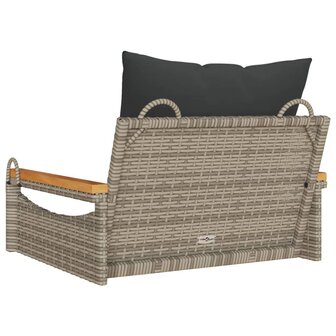 Schommelbank met kussens 63x62x40 cm poly rattan grijs 6