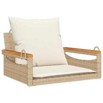 Schommelbank met kussens 63x62x40 cm poly rattan beige 2