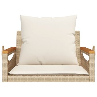 Schommelbank met kussens 63x62x40 cm poly rattan beige 4