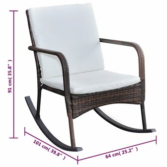 Tuinschommelstoel poly rattan bruin 4