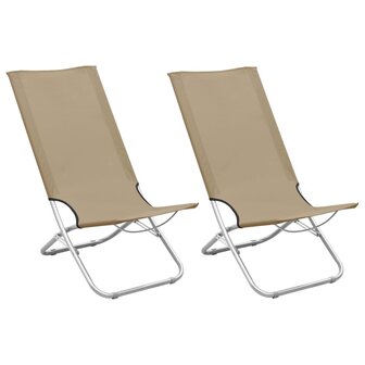 Strandstoelen 2 st inklapbaar stof taupe 1