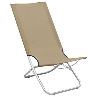 Strandstoelen 2 st inklapbaar stof taupe 2