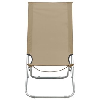 Strandstoelen 2 st inklapbaar stof taupe 3