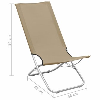 Strandstoelen 2 st inklapbaar stof taupe 8