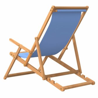 Strandstoel inklapbaar massief teakhout blauw 5