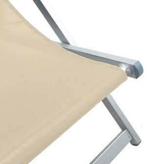 Strandstoelen inklapbaar 2 st aluminium en textileen cr&egrave;mekleur 9