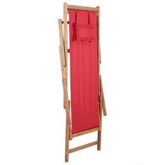 Strandstoel inklapbaar stof en houten frame rood 6