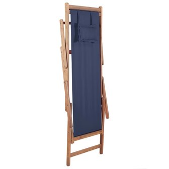 Strandstoel inklapbaar stof en houten frame blauw 6