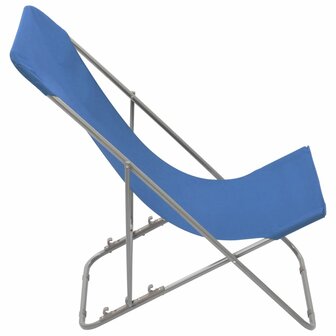 Strandstoelen inklapbaar 2 st staal en oxford stof blauw 4