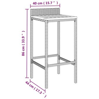 9-delige Tuinbarset poly rattan en massief acaciahout grijs 7