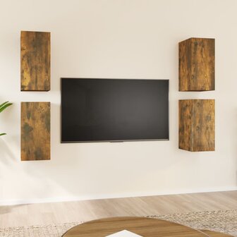 Tv-meubelen 4 st 30,5x30x60 cm bewerkt hout gerookt eikenkleur 1