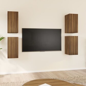 Tv-meubelen 4 st 30,5x30x60 cm bewerkt hout bruin eikenkleur 1