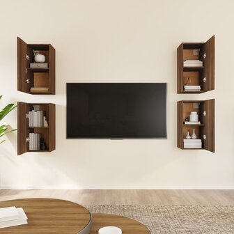 Tv-meubelen 4 st 30,5x30x60 cm bewerkt hout bruin eikenkleur 3