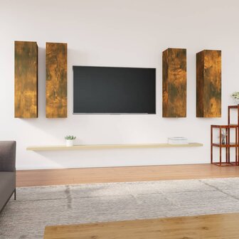 Tv-meubelen 4 st 30,5x30x110 cm bewerkt hout gerookt eiken 1