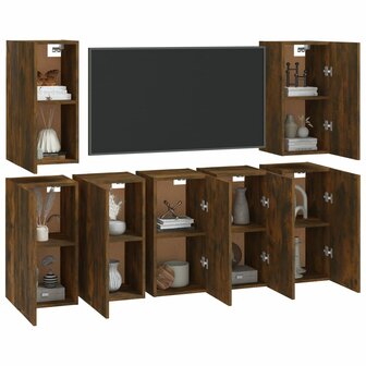 Tv-meubels 7 st 30,5x30x60 cm bewerkt hout gerookt eikenkleurig 3