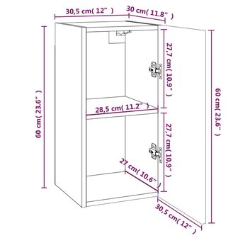 Tv-meubels 7 st 30,5x30x60 cm bewerkt hout grijs sonoma eiken 7