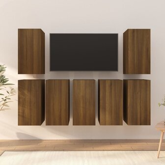 Tv-meubels 7 st 30,5x30x60 cm bewerkt hout bruin eikenkleur 1