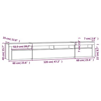 Tv-meubel met LED-verlichting 240x35x40 cm zwart 12