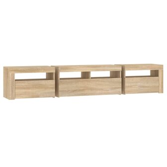 Tv-meubel met LED-verlichting 210x35x40 cm sonoma eikenkleurig 8