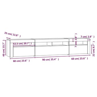 Tv-meubel met LED-verlichting 210x35x40 cm grijs sonoma eiken 12