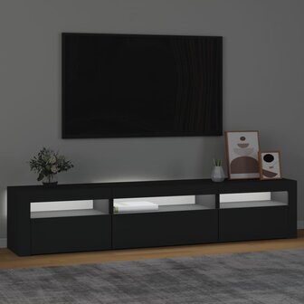 Tv-meubel met LED-verlichting 195x35x40 cm zwart 3