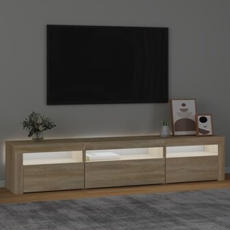 Tv-meubel met LED-verlichting 195x35x40 cm sonoma eikenkleurig 3