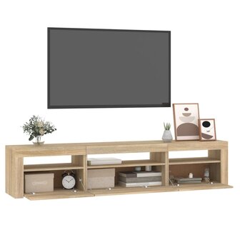 Tv-meubel met LED-verlichting 195x35x40 cm sonoma eikenkleurig 6